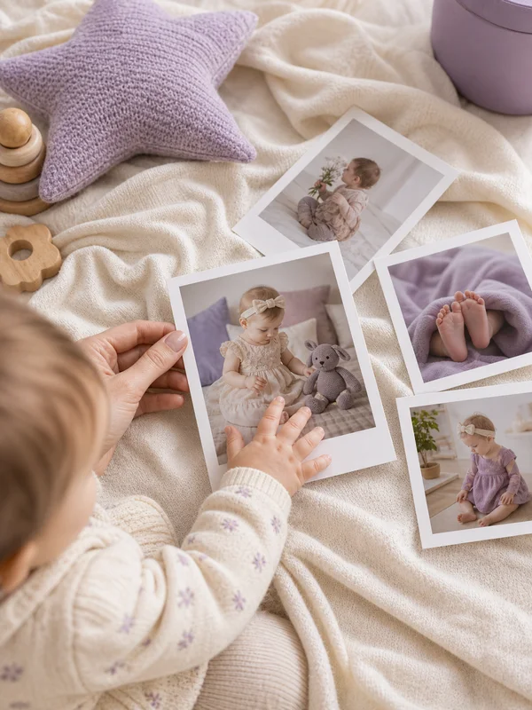 Дитячі фотографії в ніжній світлій композиції